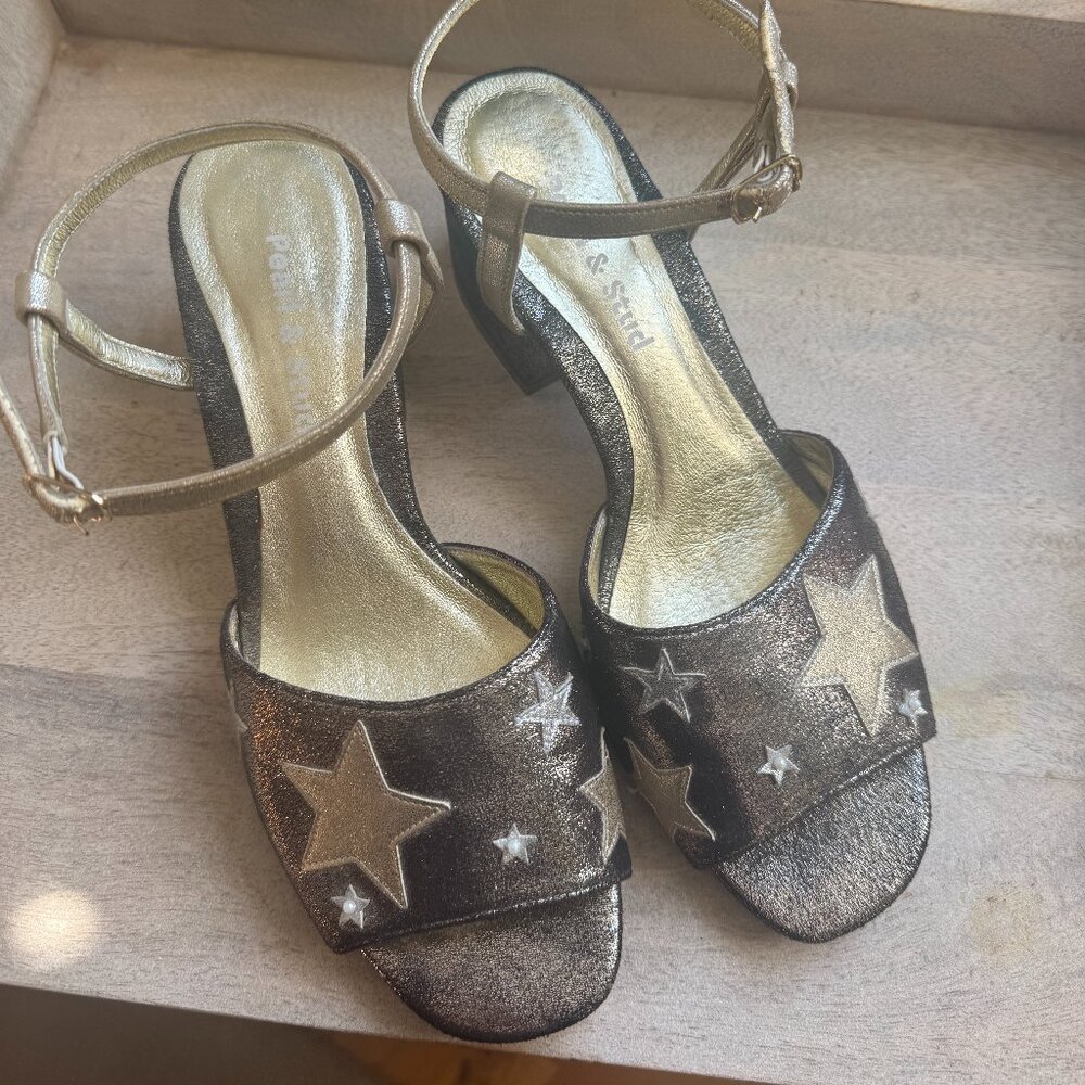 Pearl And Stud Block Heel Sparkly Star Sandals Si… - image 1